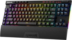 Redragon K587 PRO TKL RGB 3-Mode Wireless Mechanical 87 Keys Gaming Keyboard, 9 Dedicated Macro Keys, Media Control w/Detachable Wrist Rest, Hot-Swap Linear Red Switches