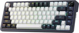 Redragon K673 PRO 75% Wireless Gasket RGB Gaming Keyboard, 3-Modes 81 Keys Compact Mechanical Keyboard Hot-Swap Socket, Dedicated Knob Control and Sound Absorbing Pads, Linear Red Switch