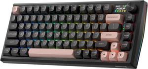 Redragon K720 Wireless CNC Gasket Gaming Keyboard w/Hype Screen & Knob, 81 Keys Mechanical Keyboard, Smart 1.14 TFT Info Display, 5-Layer Noise Dampening, Custom Linear Switch, Dawn Sakura Color