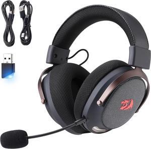 Redragon H858 3-Mode Wireless Gaming Headset, 7.1 Surround Sound, 53 mm Drivers, Memory Foam Ear Pads, Detachable Noise-canceling Microphone, Over-Ear Headphones Works for Phone, PC/PS5/NS, Black