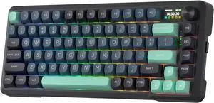 Redragon K724 PRO Wireless Gasket Gaming Keyboard w/Hype Screen & Knob, 81-Key Mechanical Keyboard, Easy-Control 1.14 TFT Info Display, 5-Layer Noise Dampening, Custom Linear Switch, Dark Jade Color