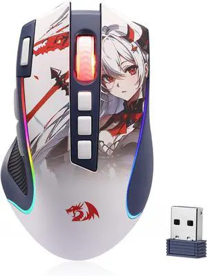 Redragon M612AK PRO RGB Gaming Mouse, 8000 DPI Wired/Wireless Optical Mouse with 9 Programmable Buttons & 7 Backlit Modes, BT & 2.4G Wireless, Software Supports DIY Keybinds Rapid Fire Button