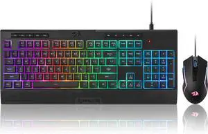 Redragon S151 Gaming Keyboard & Mouse Combo, 104 Keys K525 Wired RGB Membrane Keyboard and 10000 DPI Wired M616 Gaming Mouse Bundle