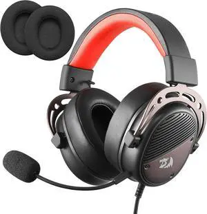 Redragon H730 USB Wired Gaming Headset - 53mm Drivers, 360° Spatial Sound, Detachable Noise-Canceling Microphone, Magnetic Replaceable Ear Cushions, Over-Ear Headphones Works for PC/PS4/PS5, Black
