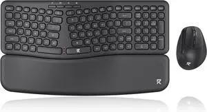 Redragon BS716 Wireless Keyboard and Mouse Combo, 108 Keys 2.4Ghz Wireless Low-Profile Membrane Keyboard w/Sloping Comfy Design, Wrist Rest, 4000 DPI Max Ergonomic Mouse