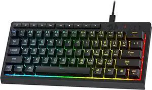 Redragon K522 60% Wired RGB Membrane Gaming Keyboard, Compact 61 Keys Linear Mechanical-Feel Switch Keyboard w/ 4 Extra On-Board Macro Keys & Media Control Keys