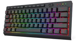Redragon K522 PRO 60% Wireless RGB Membrane Gaming Keyboard, 3 Mode Compact 61 Keys Linear Mechanical-Feel Switch Keyboard w/ 4 Extra On-Board Macro Keys & Media Control Keys