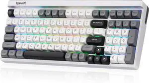 Redragon K656 PRO 3-Mode Wireless RGB Gaming Keyboard, 100 Keys Mechanical Keyboard w/Hot-Swappable Socket, 3 Noise Dampening Layers, PBT Round Keycaps & Custom Linear Switch, MoonDust Gray
