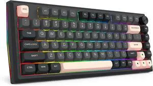 Redragon K687 PRO Wireless CNC Gasket Gaming Keyboard, 81 Keys Mechanical Keyboard w/Premium CNC Aluminum Board, Easy-Control Knob, 5-Layer Noise Dampening, Custom Linear Switch, Round PBT Keycaps