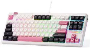Redragon K729 80% Wired Gasket RGB Gaming Keyboard, 87 Keys TKL Mechanical Keyboard w/Knob Control, Mix-Color PBT Keycaps, Hot-Swap South-Facing Socket & 5-Layer Dampener, Custom Linear Switch
