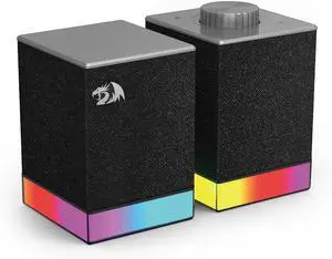 Redragon GS517 RGB Computer Speaker - 2.0 Stereo Sound System with BT & USB Dual Connectivity, 8 RGB Lighting Effects, Touch Controls & Volume Knob - Perfect for Gaming & Multimedia