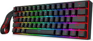Redragon K617 HE Rapid Trigger Gaming Keyboard, 60% 61 Keys Wired Mechanical Keyboard w/Hyper-Fast Actuation, Dedicated Hall Effect Magnetic Switch, Actuation Point Adjustable, Essential Black Strap