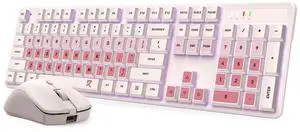 Redragon BS 8531 Wireless Keyboard & Mouse Combo, 104 Keys Low-Profile Mechanical Switch White LED Gaming Keyboard and 4000 DPI Mouse Bundle, 3-Tone Pink Redragon BS 8531 Wireless Keyboard & Mouse Combo, 104 Keys Low-Profile Mechanical Switch White LED Gaming Keyboard and 4000 DPI Mouse Bundle, 3-Tone Pink