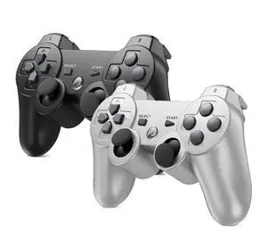 RetroFam Wireless PlayStation 3 Controller 2 Pack, Black & Silver - Compatible with PS3 Game Console