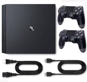 Sony Playstation 4 PS4 Console Pro 1TB Black with 2 Retrofam Controllers, Refurbished Video Game Console System