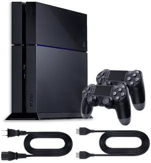 Sony Playstation 4 PS4 Console Original 500GB Black with 2 Retrofam Controllers, Refurbished Video Game Console System