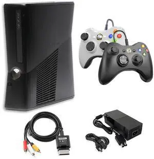 Xbox 360 S 4GB Game Console Black with 2 Retrofam Controllers  Black & White