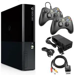 Microsoft Xbox 360 E 4GB Console with 2 Retrofam Controllers  Black