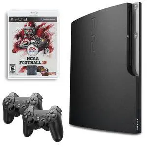 Sony PlayStation 3 (PS3) Console Slim 160GB Black with NCCA Football 12 and 2 Retrofam Controllers