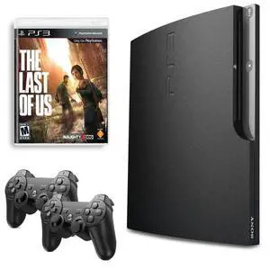 Sony Playstation 3 PS3 Console Slim 160GB Black with The Last of Us and 2 Retrofam Controllers