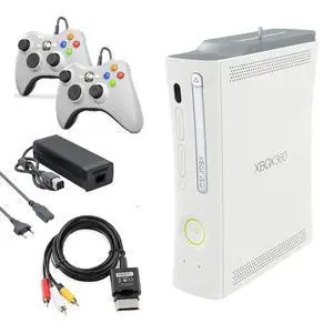 Microsoft Xbox 360 Original Console with Two Retrofam Controllers  White