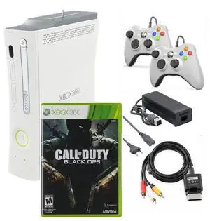 Microsoft Xbox 360 Console Original White with Call of Duty Black Ops and Two Retrofam Controllers