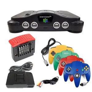 Nintendo 64 N64 Game System with Expansion Pak and 4 Pack Retrofam N64 Controller Nintendo 64 N64 Game System with Expansion Pak and 4 Pack Retrofam N64 Controller