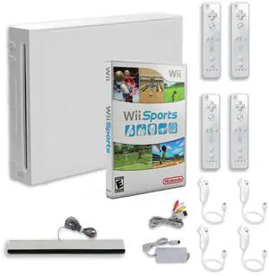 Nintendo Wii Console White - 4 Retrofam Remotes - Wii Sports Nintendo Wii Console White - 4 Retrofam Remotes - Wii Sports