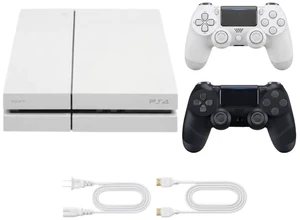 Sony PlayStation 4 PS4 500GB Gaming Console White - Includes 2 Retrofam Controllers (Black & White) Sony PlayStation 4 PS4 500GB Gaming Console White - Includes 2 Retrofam Controllers (Black & White)