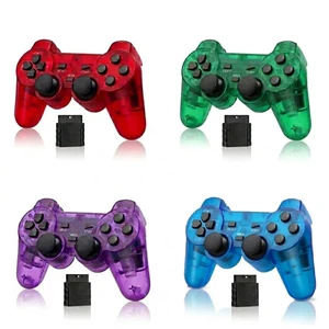 RetroFam 4 Pack PS2 Controller Wireless for Playstation 2 Game Console, Transparent (Blue + Green + Red + Purple) RetroFam 4 Pack PS2 Controller Wireless for Playstation 2 Game Console, Transparent (Blue + Green + Red + Purple)
