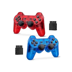 RetroFam 2 Pack compatible PS2 Controller Wireless for Playstation 2 PS2 Console, Transparent Red & Blue RetroFam 2 Pack compatible PS2 Controller Wireless for Playstation 2 PS2 Console, Transparent Red & Blue