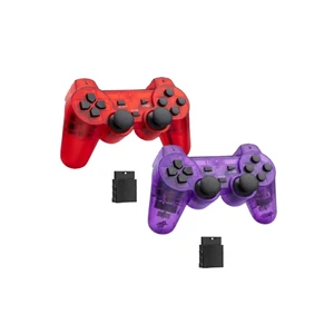 RetroFam 2 Pack compatible PS2 Controller Wireless for Playstation 2 PS2 Console, Transparent Red & Purple RetroFam 2 Pack compatible PS2 Controller Wireless for Playstation 2 PS2 Console, Transparent Red & Purple