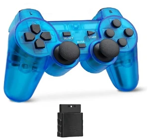 RetroFam compatible PS2 Controller Wireless for Playstation 2 PS2 Console, Transparent Blue RetroFam compatible PS2 Controller Wireless for Playstation 2 PS2 Console, Transparent Blue