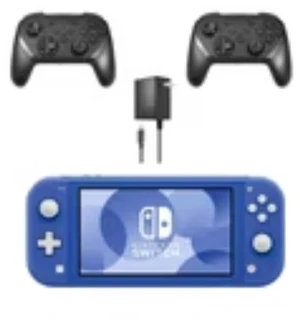 Nintendo Switch Lite Handheld Gaming Console, Blue, with 2 RetroFam Wireless Pro Controllers and Charger Bundle Nintendo Switch Lite Handheld Gaming Console, Blue, with 2 RetroFam Wireless Pro Controllers and Charger Bundle