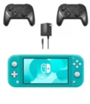 Nintendo Switch Lite Handheld Gaming Console, Turquoise, with 2 RetroFam Wireless Pro Controllers and Charger Bundle Nintendo Switch Lite Handheld Gaming Console, Turquoise, with 2 RetroFam Wireless Pro Controllers and Charger Bundle