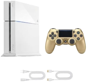 Sony PlayStation 4 PS4 Console 500GB White with Gold OEM Controller Sony PlayStation 4 PS4 Console 500GB White with Gold OEM Controller