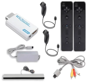 Retrofam Wii Accessories Bundle with Two Remotes and Nunchuks compatible with Nintendo Wii Console, Black Retrofam Wii Accessories Bundle with Two Remotes and Nunchuks compatible with Nintendo Wii Console, Black