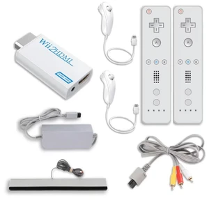 Retrofam Wii Accessories Bundle with Two Remotes and Nunchuks compatible with Nintendo Wii Console, White Retrofam Wii Accessories Bundle with Two Remotes and Nunchuks compatible with Nintendo Wii Console, White