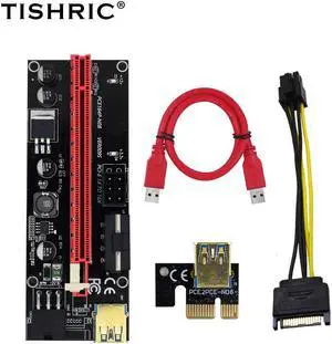 10Pcs TISHRIC VER009s PCI PCIE Riser Card Ver 009S Extender Adapter USB 3.0 SATA 15Pin to 6pin Video Card For BTC Mining Miner