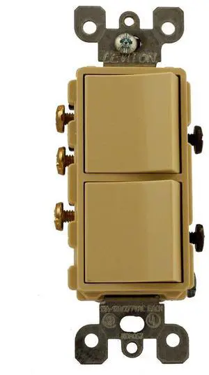 Leviton 5641-I 15A, 120V Comb. Decora Rocker Switch, 3-Way, Ivory