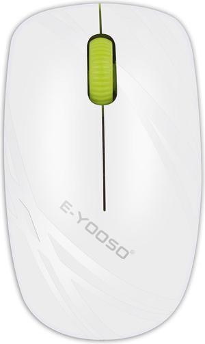 E-YOOSO E-1070 2.4GHz Wireless Optical Mouse, IR light tracing, 2.4GHz wireless, Adjustable CPI, Wide operating range, Long battery life, for PC/Laptop (White-Green)