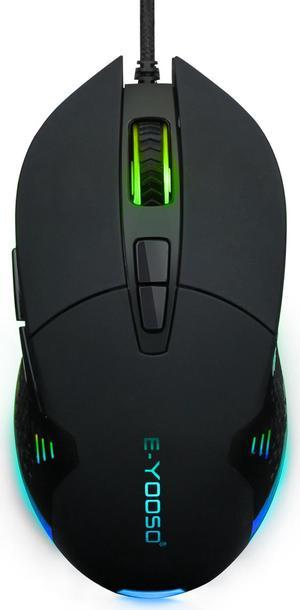 E-YOOSO X-6 USB Wired Gaming Mouse, RGB Backlit, Adjustable DPI, Both hands Design, 7 Programmable Buttons with Macro-recording, for PC Gamer (Black)