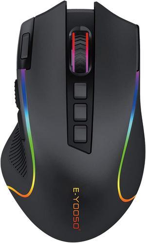 E-YOOSO X-11 USB 2.4G Wireless RGB Gaming Mouse, RBG Backlit, Adjustable DPI, 9 Programmable Buttons, With Macro Recording Side Buttons, for PC Gamer (Black)