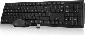 E-YOOSO E710 Wireless 2.4GHz Keyboard and Mouse Combo Set Super Slim Multimedia Keys for Home Desktop Laptop Notebook (Black)