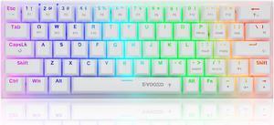 E-YOOSO Wireless Mechanical Gaming Keyboard 60% Compact 63 Key Tenkeyless RGB Backlit Computer Keyboard with Red Switches for Windows PC Gamers-White