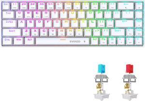 Mechanical Keyboard 2.4G Wireless/Bluetooth/Wired RGB Backlit Mini Keyboard, 68 Keys Blue Switch Hot-Swappable Compact Bluetooth White Gaming Keyboard