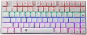 E-Yooso Z-88 Wired Mechanical Gaming Keyboard, Rainbow LED Backlit, 60% Compact Design, 81Keys Anti-Ghosting with Tactile&Lightly Clicky Brown Switches for PC/Laptop (White)