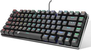 E-Yooso Z-88 Wired Mechanical Gaming Keyboard, Rainbow LED Backlit, 60% Compact Design, 81Keys Anti-Ghosting with Linear&Quiet Red Switches for PC/Laptop (Black)