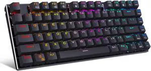 E-Yooso Z-88 RGB Wired Mechanical Gaming Keyboard, Metal Panel, 60% Compact Design, RGB LED Backlit, 81Keys Anti-Ghosting, Hot Swappable, Red Switch-Linear&Quiet Clicky, for PC/Laptop (Black)