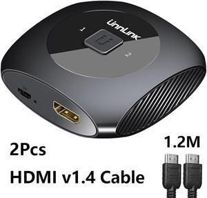 4K HDMI Switch 2 in 1 out with LED Display& Press button Ultra HD 2-Port 2.0 hdmi switcher, Bi-Directional HDMI Switch 2 in 1 out or 1 in 2 out,hdmi Splitter, Supports 4K HDR 3D 1080P for PS4, Xbox, H